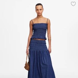 Madewell Denim Smocked Tank
